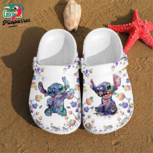 Stitch And Little Bell Flowe Watercolor Clogs For Kids & Adults