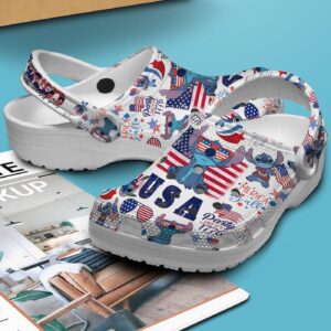 Stitch In USA White Clogs For Kids & Adults