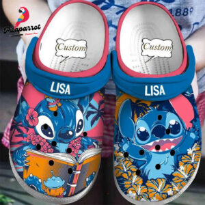 Stitch With Flower Blue Custom Name Clogs