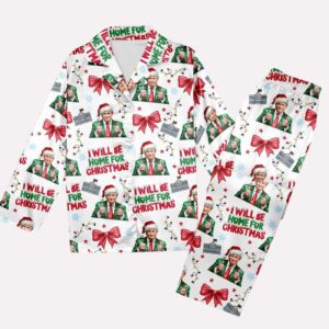 Trump Coquette Bow I Will Be Home For Christmas Pajama Set Gift for Women