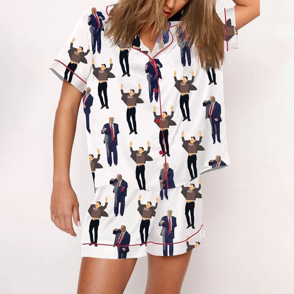Trump Dancing Musk Jumping Pajama Set Gift for Women Trump Dancing Musk Jumping Pajama Set Gift for Women