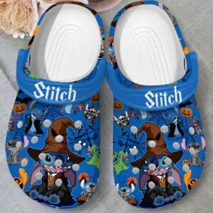 Unique Design Halloween Stitch Blue Unisex Clogs, Creative Gift Idea For Halloween