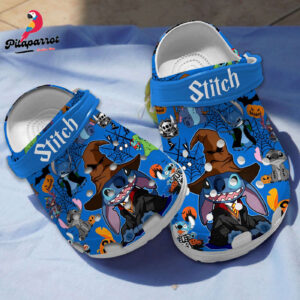 Unique Design Halloween Stitch Blue Unisex Clogs, Creative Gift Idea For Halloween