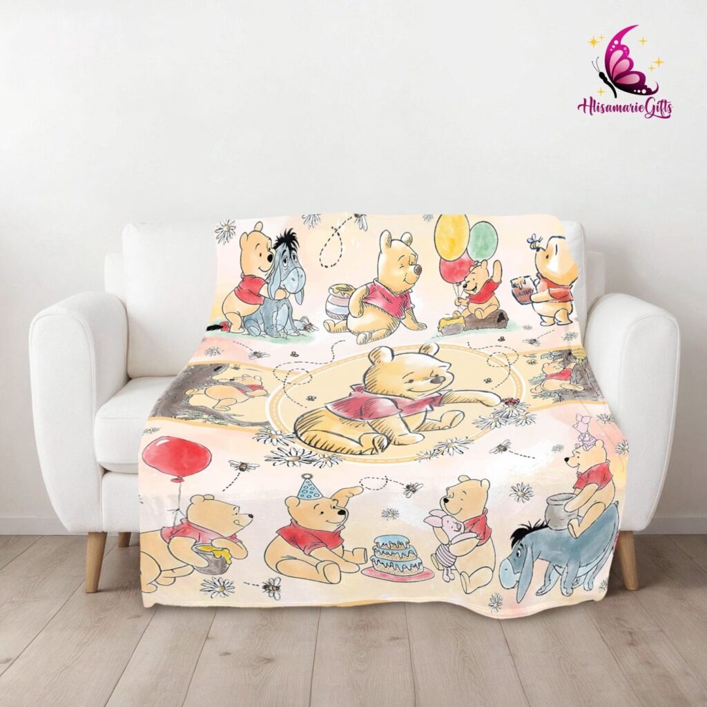 Watercolor Winnie The Pooh Fleece | Pooh Bear | Pooh Bear and Eeyore | Fleece | Throw for Sofa Watercolor Winnie The Pooh Fleece | Pooh Bear | Pooh Bear and Eeyore | Fleece | Throw for Sofa