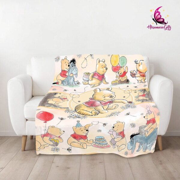Watercolor Winnie The Pooh Fleece | Pooh Bear | Pooh Bear and Eeyore | Fleece | Throw for Sofa