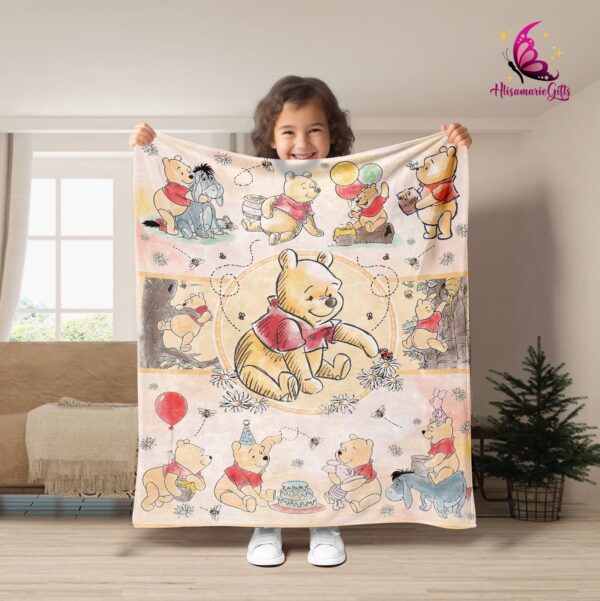 Watercolor Winnie The Pooh Fleece | Pooh Bear | Pooh Bear and Eeyore | Fleece | Throw for Sofa