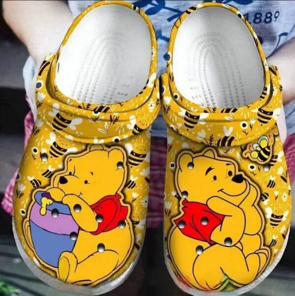 Winnie The Pooh & Cute Bee Honey Orange Clogs for Kids & Adults – Stylish Comfort for All Ages