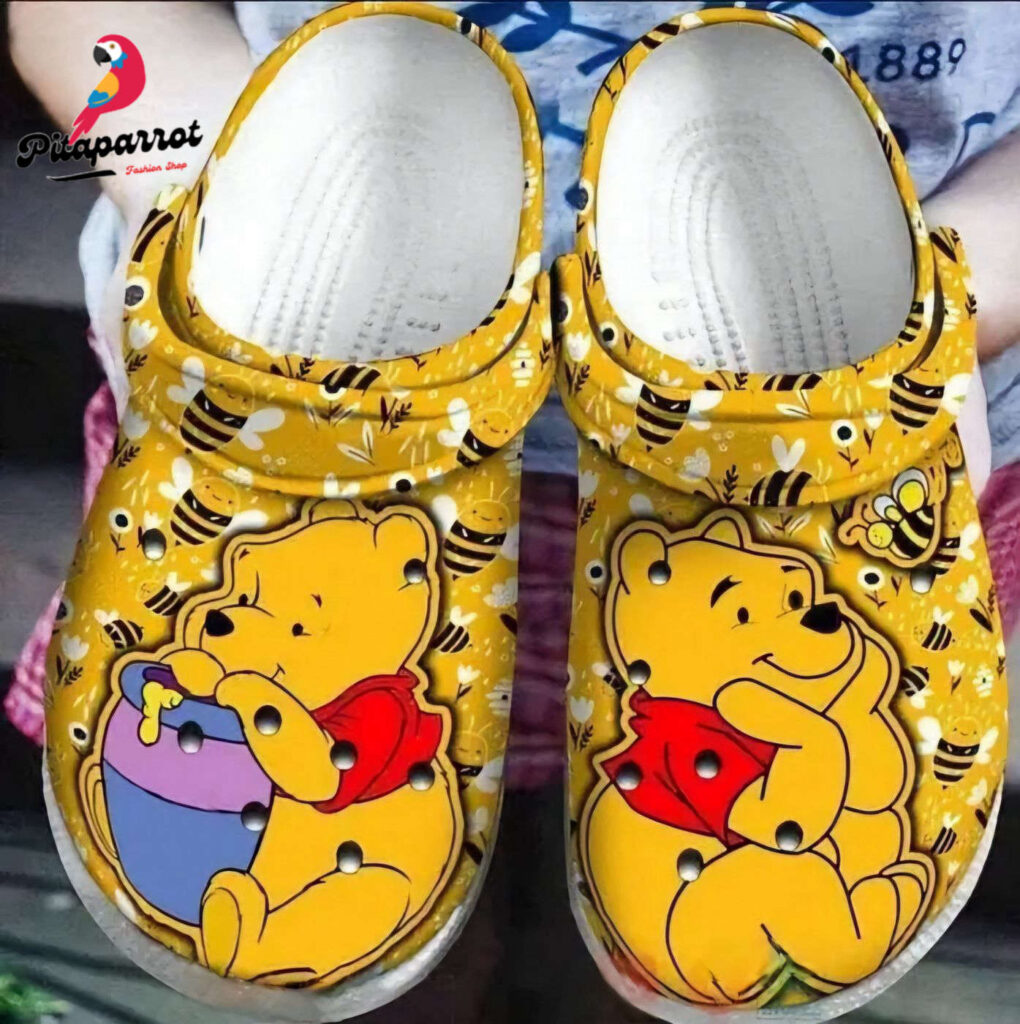 Winnie The Pooh & Cute Bee Honey Orange Clogs for Kids & Adults – Stylish Comfort for All Ages