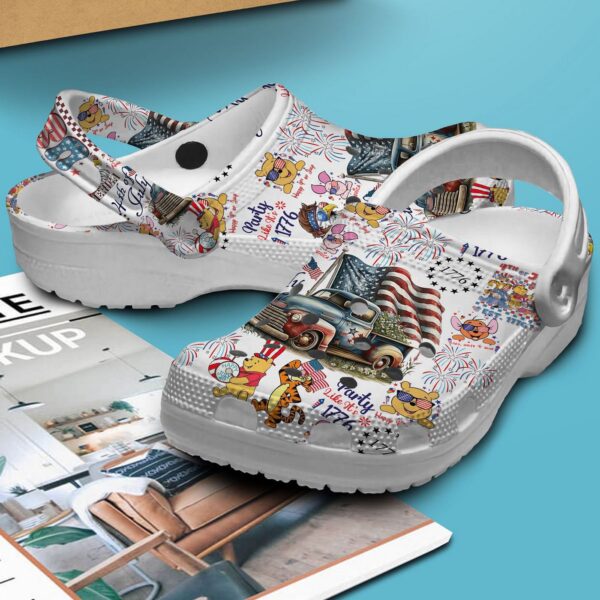 USA Independence Day White Clogs for Kids and Adults Winnie the Pooh and Friends Collection