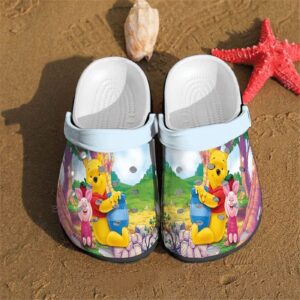 Colorful Winnie The Pooh Bear Tree Pattern Clogs – Classic Shoes for All Ages