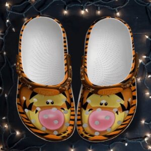 Get Playful with Winnie The Pooh Tigger Pattern Clogs – Orange & Yellow Classic Shoes
