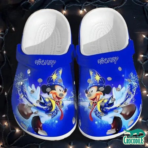 Wizards Mickey Mouse Fly Ocean Blue Clogs For Men Women