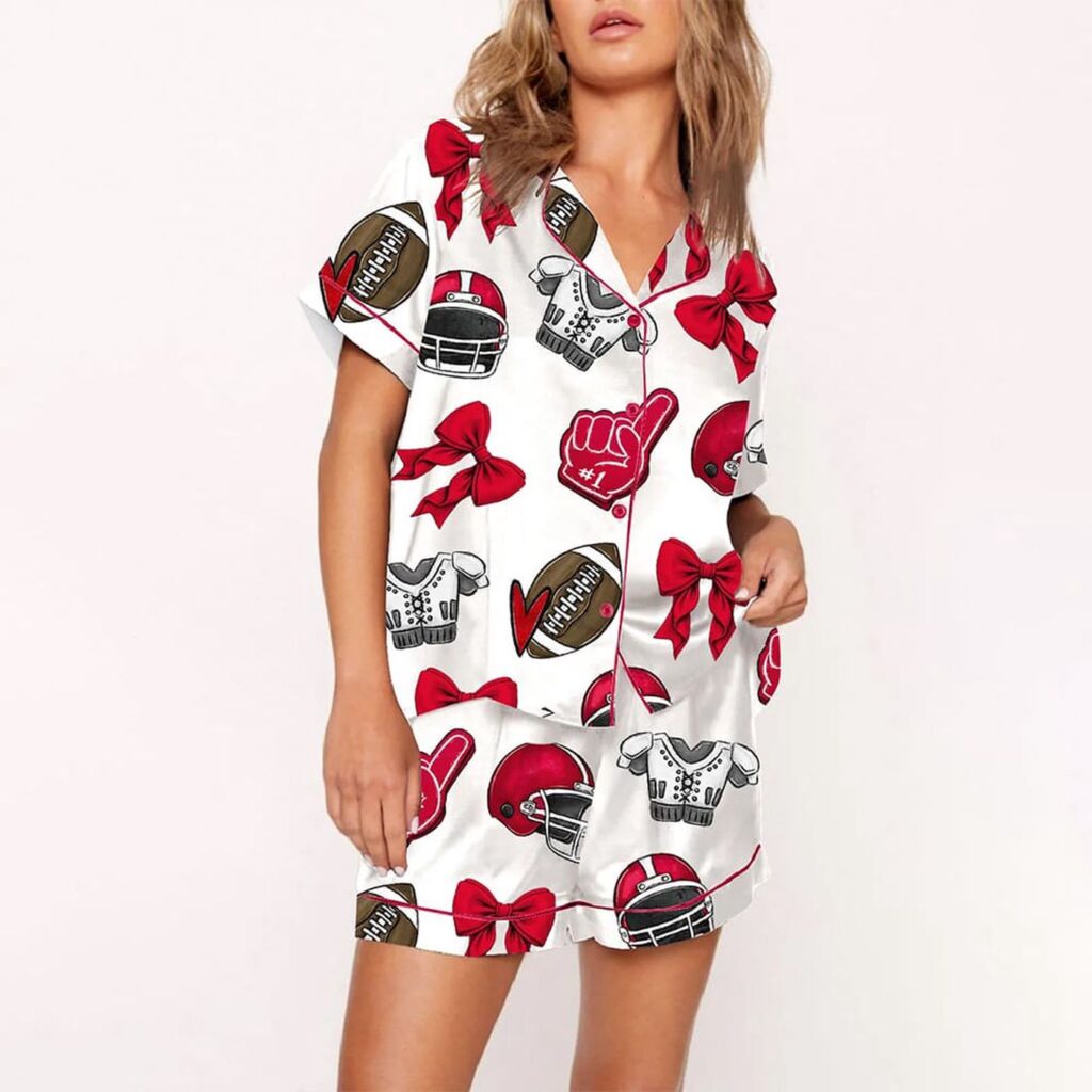Women’s Coquette Football Pajama Set Gift for Women Women’s Coquette Football Pajama Set Gift for Women