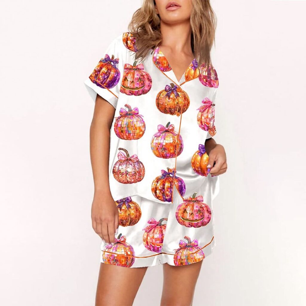 Women’s Disco Pumpkin Pajama Set Gift for Women Women’s Disco Pumpkin Pajama Set Gift for Women