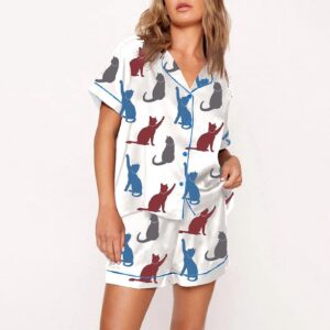 Women’s Kamala Cat Print Pajama Set Gift for Women