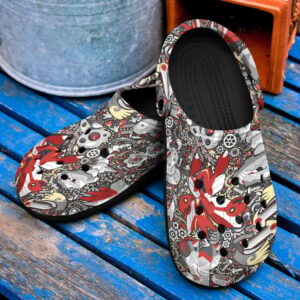 Pokemon Steel Anime PatternCrocs-Shoes Classic Clogs Shoes In Red Gray