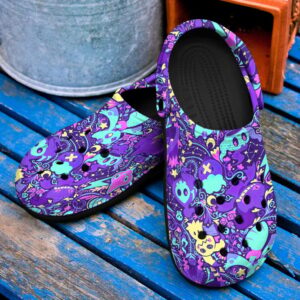 Pokemon Ghost Anime PatternCrocs-Shoes Classic Clogs Shoes In Purple