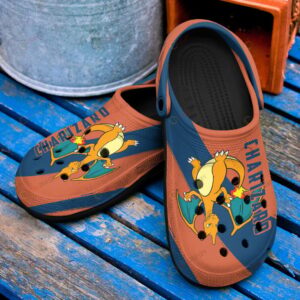 Charizard Fire Flying Type Pokemon CuteCrocs-Shoes Classic Clogs Shoes In Blue Red