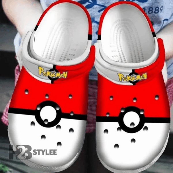 Pokemon Ball Red White Pokemon Vintage Anime Manga Video GameCrocs-Shoes Classic Clog