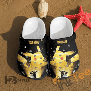 Custom Name Pikachu Eletric Pokemon Vintage Anime Manga Video GameCrocs-Shoes Classic Clog