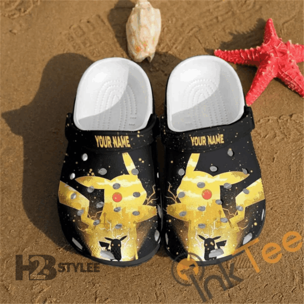 Custom Name Pikachu Eletric Pokemon Vintage Anime Manga Video GameCrocs-Shoes Classic Clog
