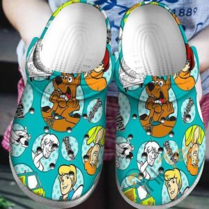 Scooby Doo On Turquoise Pattern Unisex Classic Clogs For Fans Unisex Gifts 2024