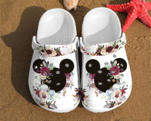 Disney Mickey Ears Watercolor Floral Minnie For Men And Women Gift For Fan Classic Water RubberClogs-Shoes-Slippers