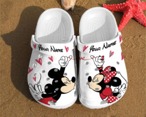 Mickey Minnie Kiss Disney Pattern Couple Mouse UniqueClogs-Shoes-Slippers CH