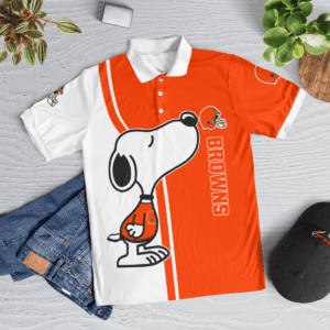 Limited Edition Cleveland Browns Snoopy Polo Shirt – Official NFL Merchandise