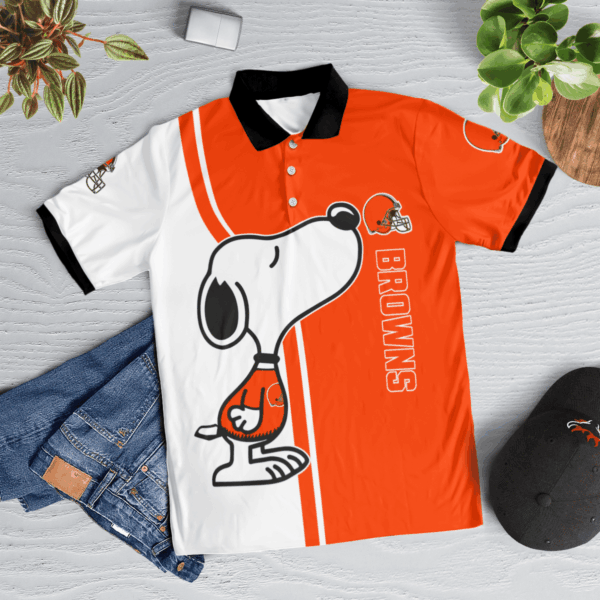 Limited Edition Cleveland Browns Snoopy Polo Shirt – Official NFL Merchandise