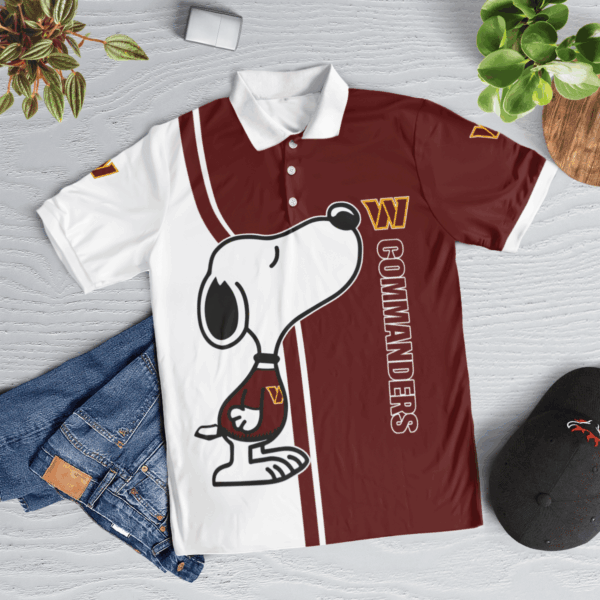 Limited Edition Washington Commanders Snoopy Polo Shirt – Official NFL Merchandise