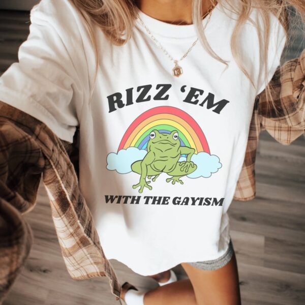 Rizz Em With The Gayism LGBT Pride Festival Shirt – LGBTQ Unisex Tee with WLW Sapphic Pansexual and Trans Designs