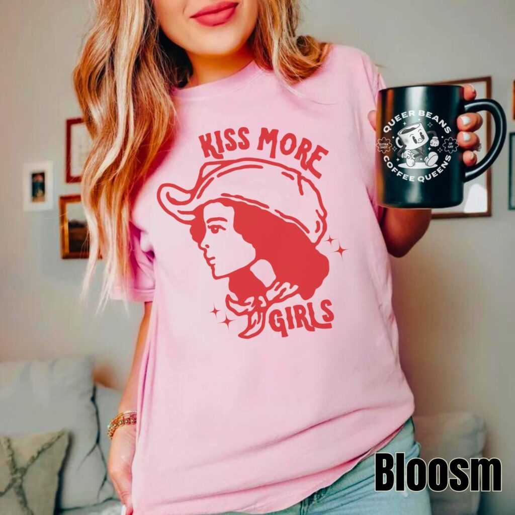 Western Kiss More Girls Lesbian Shirt WLW Sapphic Pride Cowgirl Gay Queer Chappell Roan Western Kiss More Girls Lesbian Shirt WLW Sapphic Pride Cowgirl Gay Queer Chappell Roan