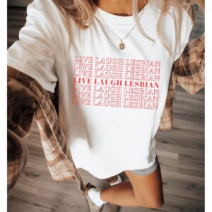 Vintage Live Laugh Lesbian Tee WLW Sapphic Pride Shirt by Chappell Roan