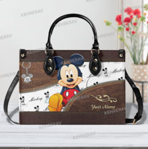 Mickey Funny Leather Handbag for Women - Custom Handmade Vintage Purse