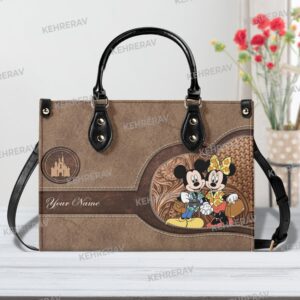 Mickey and Minnie Leather Handbag - Custom Woman s Purse for Mickey Lovers