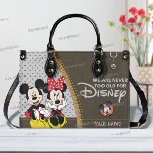 We Are Never Too Old For Disney Leather Handbag - Mickey Women Bags Purses