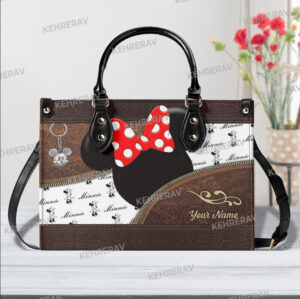 Mickey & Minnie Leather Handbag for Women - Custom Handmade Vintage Purse for Mickey Lovers