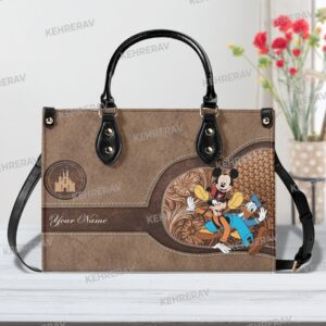 Mickey Goofy Leather Handbag: Custom Women s Purse for Mickey Lovers - Vintage Handmade and Stylish