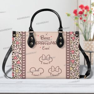 Personalized Mickey Minnie Best Grandma Leather Handbag - Mother s Day Gift
