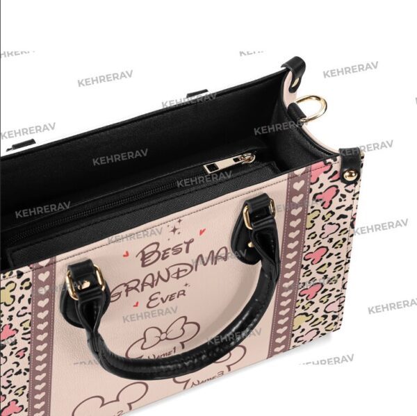 Personalized Mickey Minnie Best Grandma Leather Handbag – Mother s Day Gift