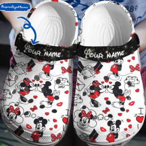 Personalized Mickey Minnie Mouse Kiss LoveClogs-Shoes 3D Clog Shoes