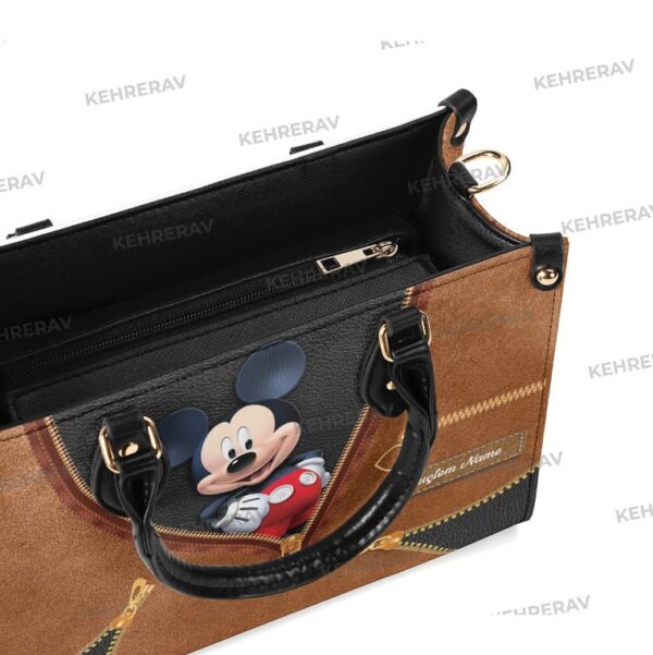 Personalized Mickey Leather Handbag for Women – Handmade Custom Bag for Mickey Lovers