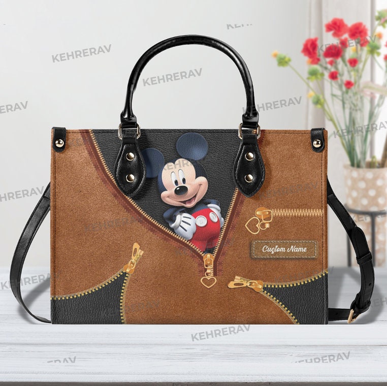 Personalized Mickey Leather Handbag for Women – Handmade Custom Bag for Mickey Lovers Personalized Mickey Leather Handbag for Women – Handmade Custom Bag for Mickey Lovers
