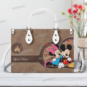 Mickey Minnie Leather Handbag for Women – Custom Vintage Purse for Mickey Lovers