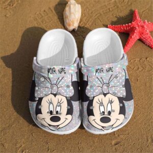 Custom Name Funny Face Minnie Mouse Clogs For Kids & Adults
