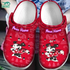 Custom Name Chistmas Dancer Minnie Mouse Red Clogs For Kids & Adults