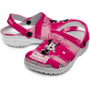 Custom Name Minnie Mouse Paint Spatter Graphics Clogs For Kids And Adults