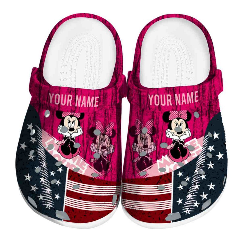 Custom Name Minnie Mouse Star Spangled Side Pattern Clogs For Kids And Adults Custom Name Minnie Mouse Star Spangled Side Pattern Clogs For Kids And Adults