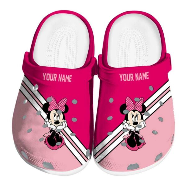 Custom Name Minnie Mouse Stripes Accents Clogs For Kids And Adults